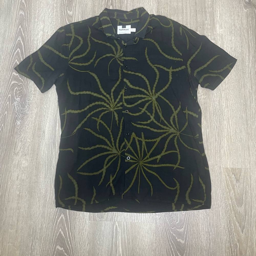 Topman Black and Olive Men's Casual Shirt